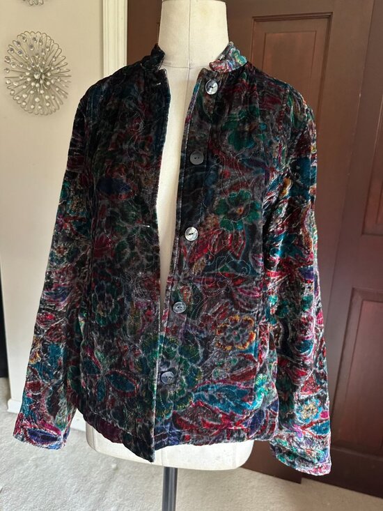 Chico's Jackets & Blazers - Chico's multi color crushed velvet button down jacket size 0 (small)